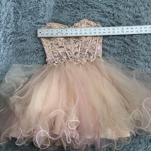 Poly USA by Neblon Rhinestone Floral Tulle Pink Fairy Tutu Dress Formal Small - Picture 4 of 7